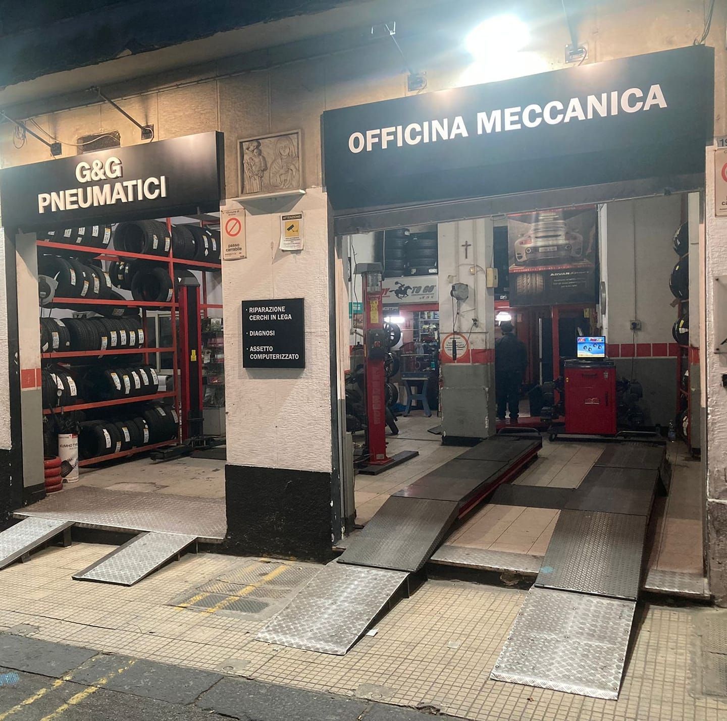 Ingresso officina meccanica G&G Pneumatici Messina